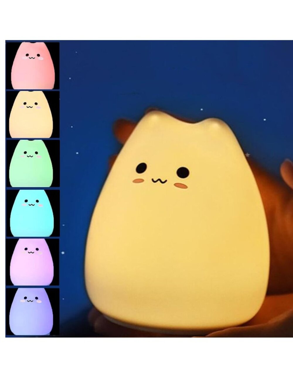 Kitty Cat Night Light 7 Colors Silicone Squishy Cat Lamp Night Light - NEW NIB
